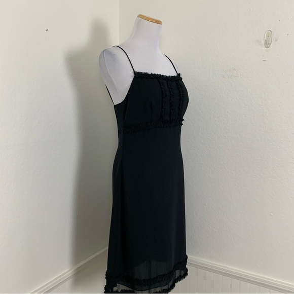 Vintage CDC Petites Y2K 90s Ruffle Spaghetti Strap Little Black Dress - Picture 9 of 14